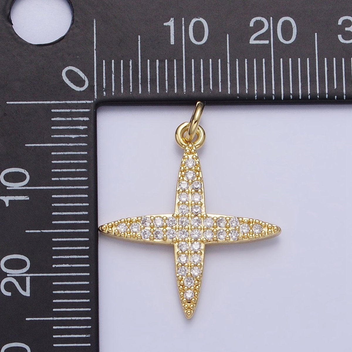 Gold Celestial Star Clear Micro Paved CZ Charm | AC355 - DLUXCA