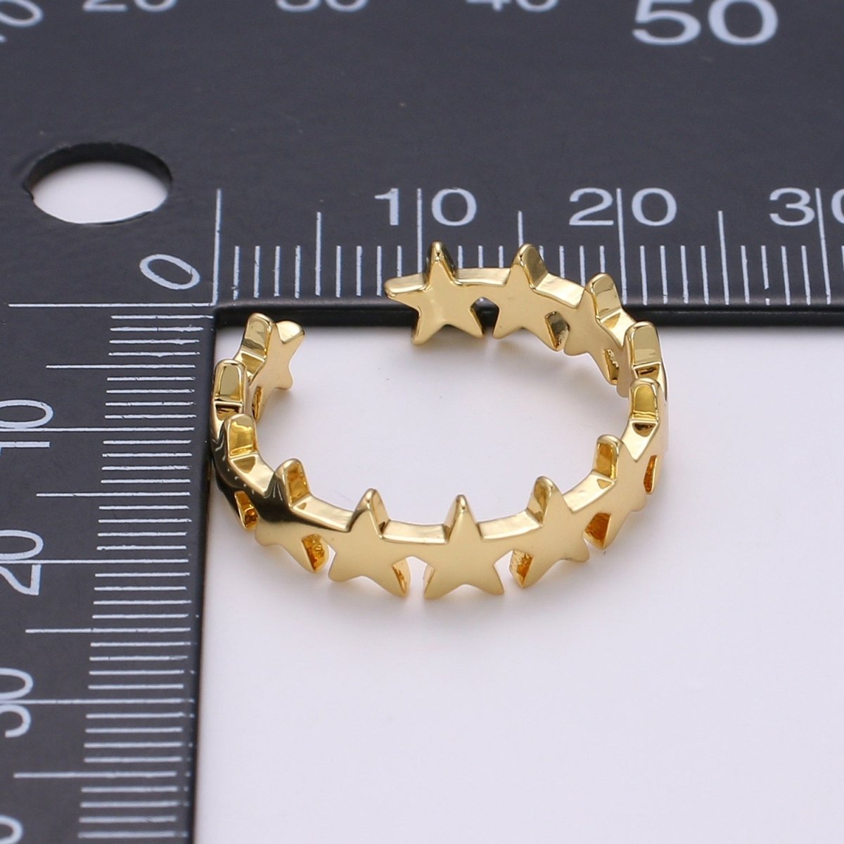 Gold Celestial Star Ring Open Ring for Statement Ring Stacking Jewelry Size 5.5 Ring 24k Gold Filled Ring R332 - DLUXCA