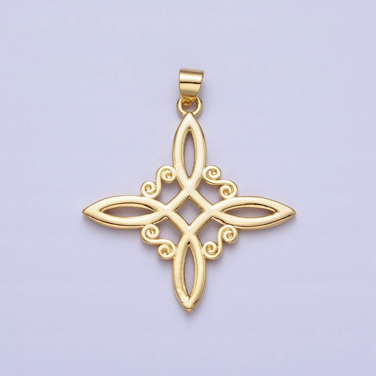 Gold Celtic Eternity Knot Circle Cut Out Pendant Charm Minimalist Jewelry Making AA-048 - DLUXCA