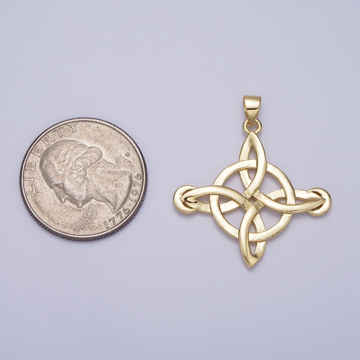 Gold Celtic Eternity Knot Circle Pendant Charm Irish Saint Patrick Jewelry Inspired AA151 - DLUXCA