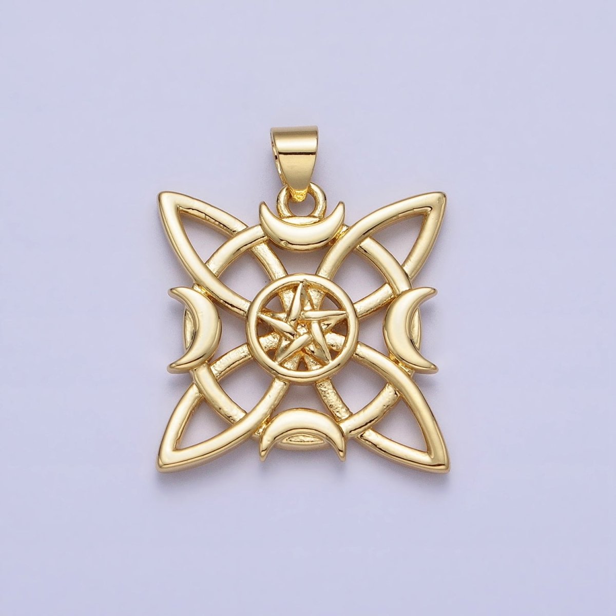 Gold Celtic Knot Charm Eternal Knot Charm, Celtic Irish Jewelry Moon Star Celestial Jewelry AA146 - DLUXCA