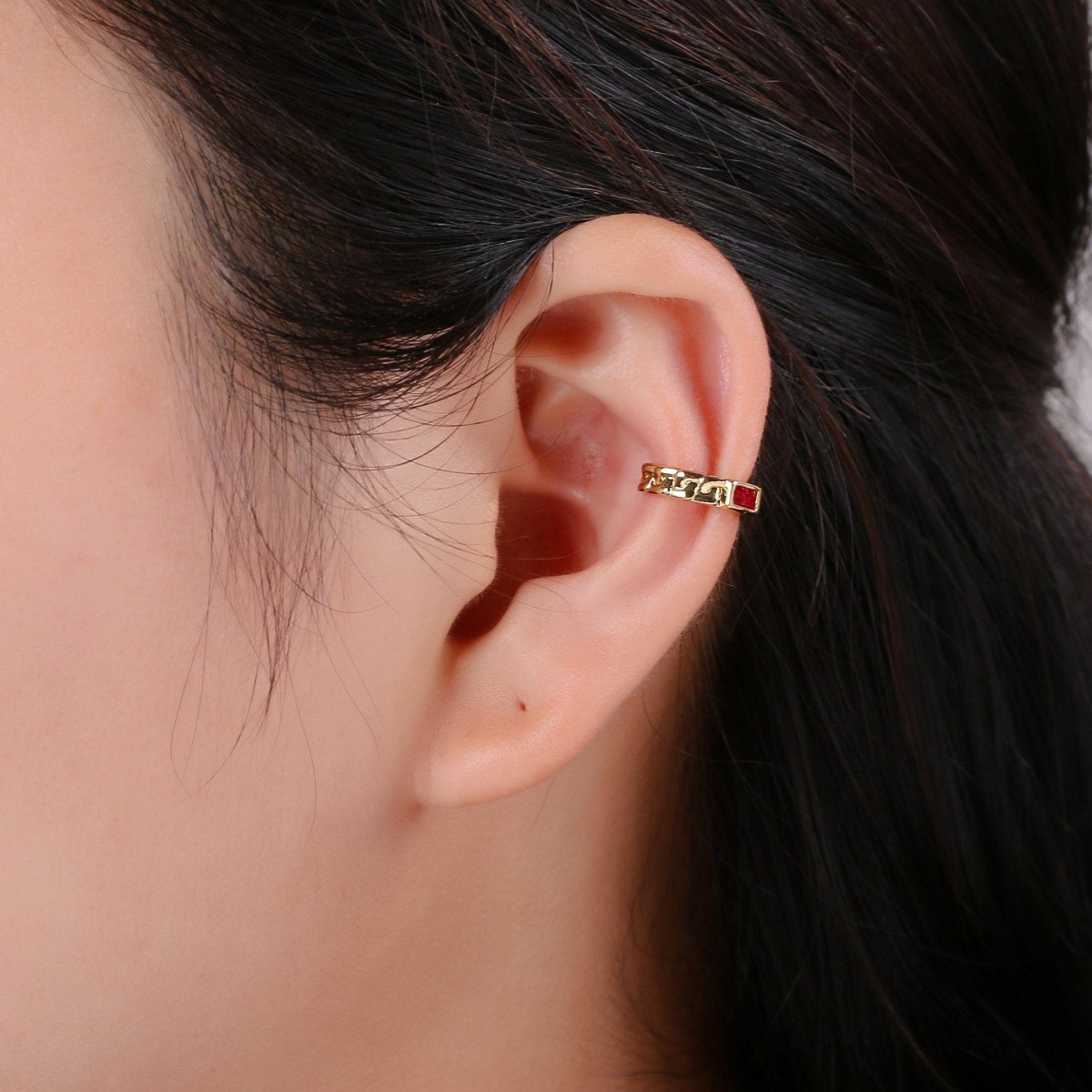 Gold Chain Ear Cuff, Gold Earrings, Thick Chain EarCuff, Cuban Link Chain Earrings, Wrap Earrings, Minimalist Earrings AI-106 AI-107 - DLUXCA