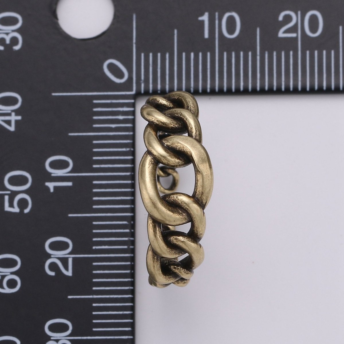 Gold Chain Ring, Statement Ring, Chunky Link Chain Ring, Stackable Ring Thick Gold Ring Antique Gold Ring adjustable R-003 - DLUXCA
