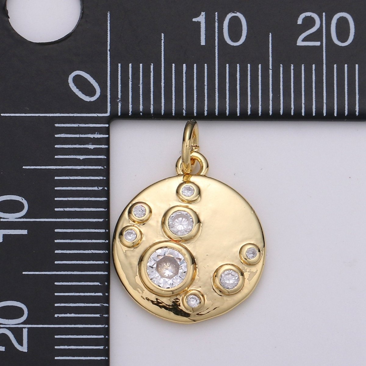 Gold Charm, Bubble Charm, Bubble Pendant, Bubble Coin Charm, Tiny Bubble Charm 14k Gold Filled Charm D-409 - DLUXCA