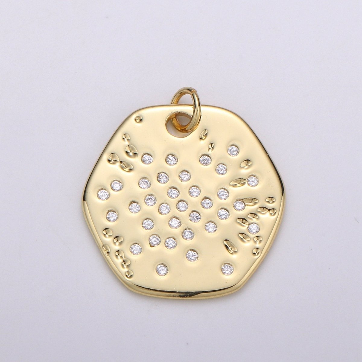 Gold Charm, Bubble Charm, Bubble Pendant, Bubble Octagon Charm, Tiny Bubble Charm 14k Gold Filled Charm D-717 - DLUXCA