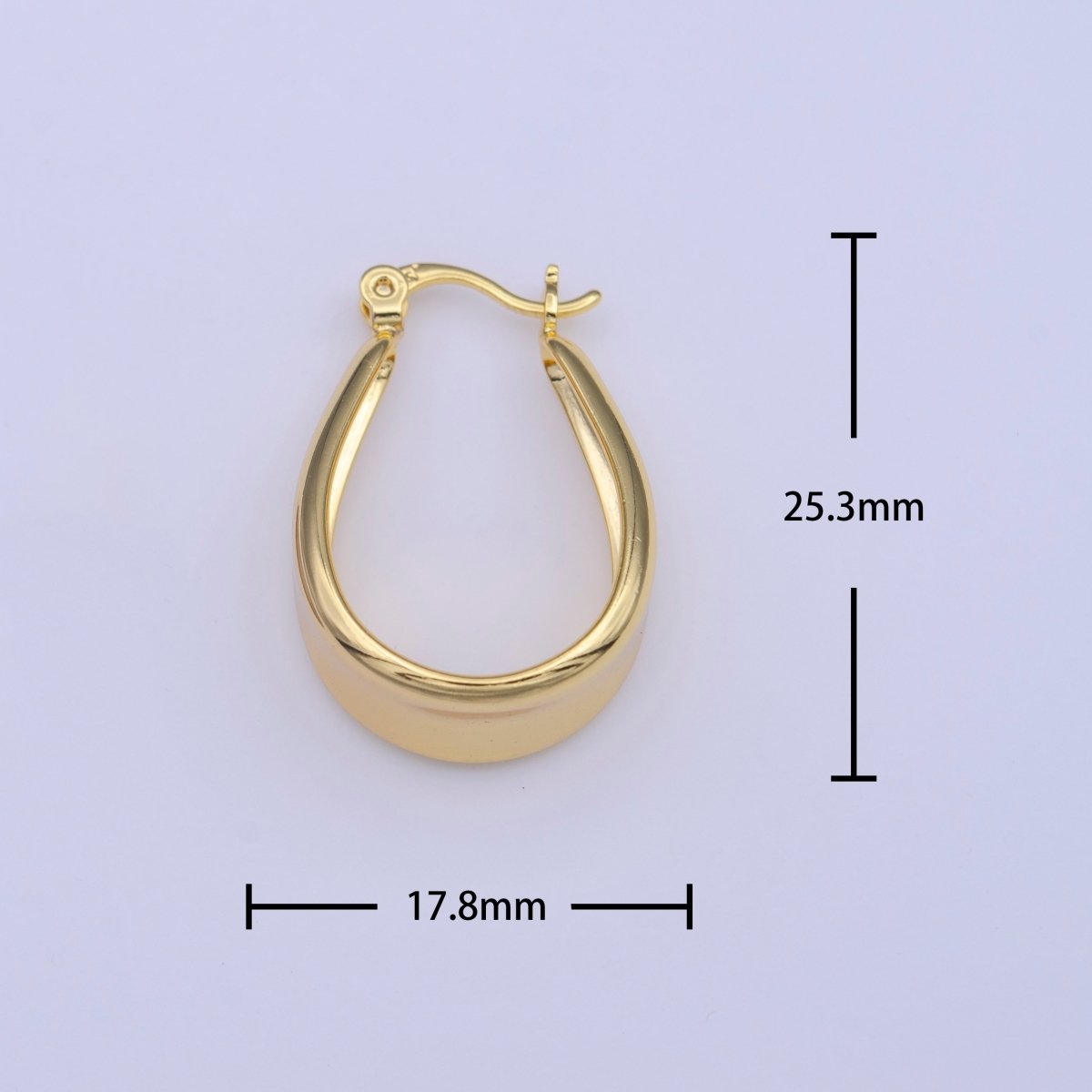 Gold Chubby Chunky U Curved Dome Hoop Latch Earrings | Y-211 - DLUXCA