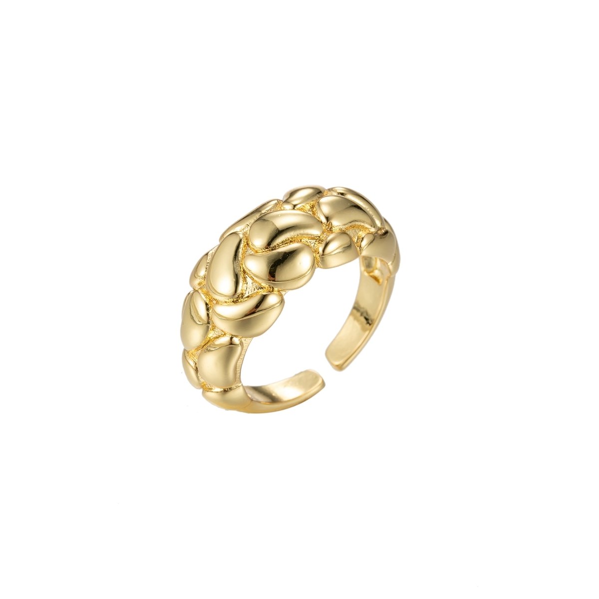 Gold Chunky Band Ring, Adjustable Ring, Statement Jewelry, stackable ring, Open Adjustbale ring O-340 - DLUXCA
