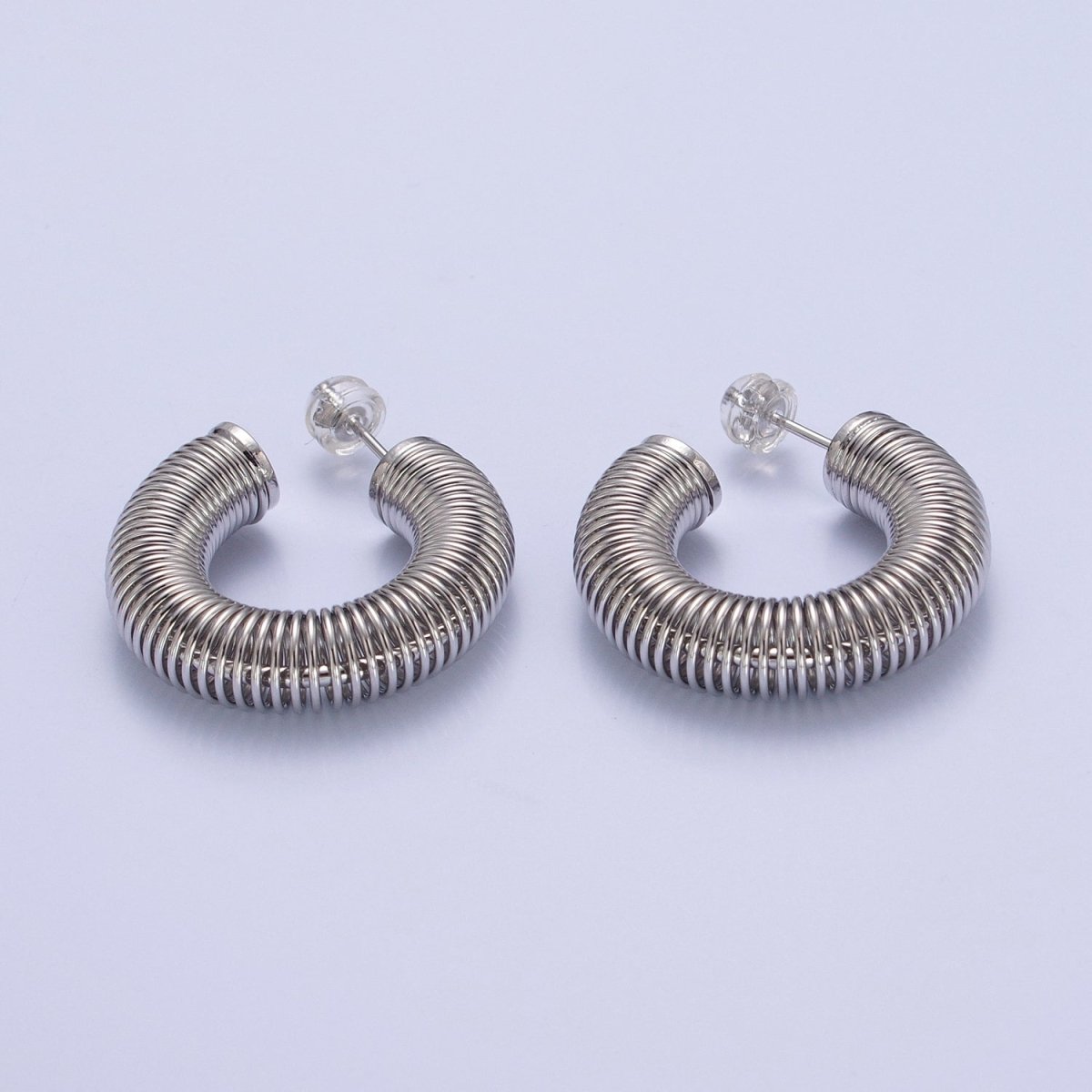 Gold Chunky Medium Sized Spiral Hoops Thick Gold Hoop Earrings Everyday Hoops T-411 T-412 - DLUXCA