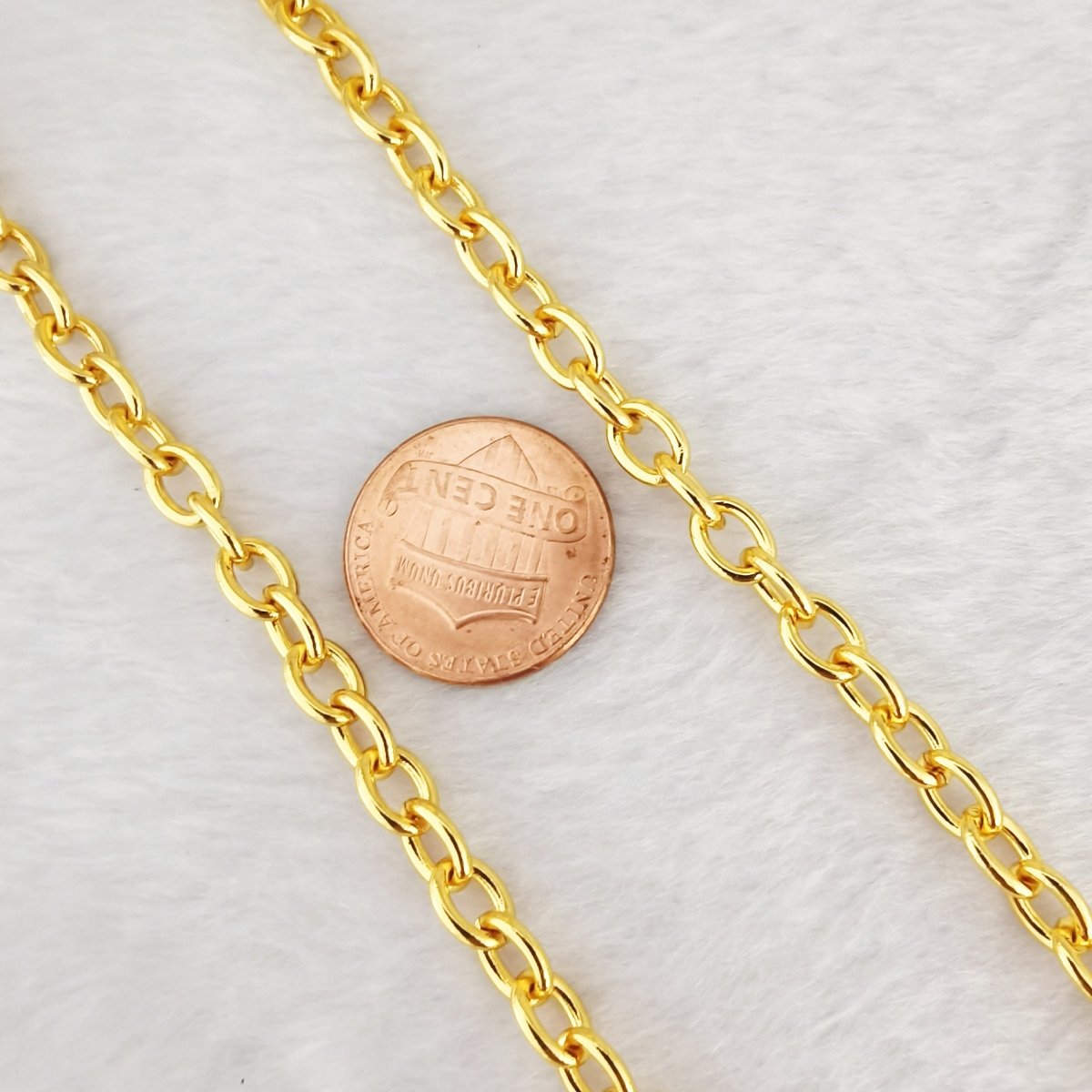 Gold Chunky Rolo CABLE Chains, Link Size 5X6.8mm, 24K Gold Filled Chain by Yard For Necklace Bracelet Anklet Component Supply | ROLL-474 Clearance Pricing - DLUXCA