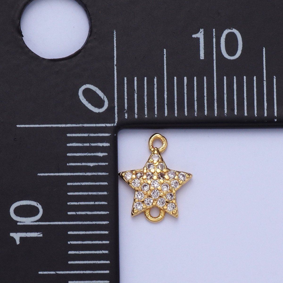 Gold Clear Micro Paved CZ Celestial Star Connector F-456 - DLUXCA