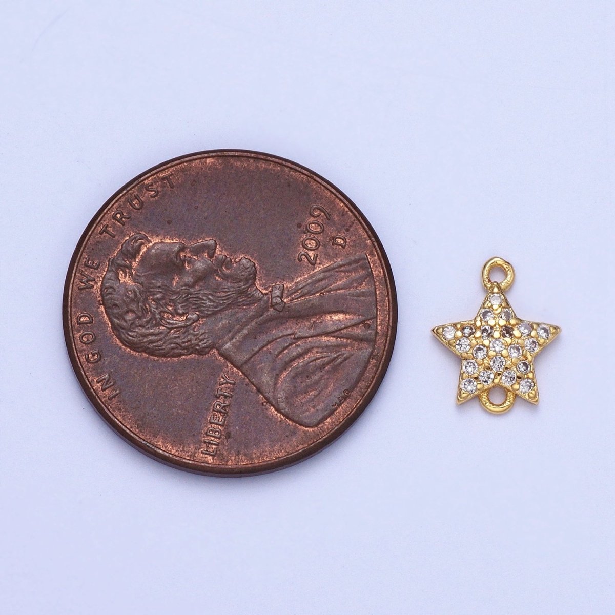 Gold Clear Micro Paved CZ Celestial Star Connector F-456 - DLUXCA