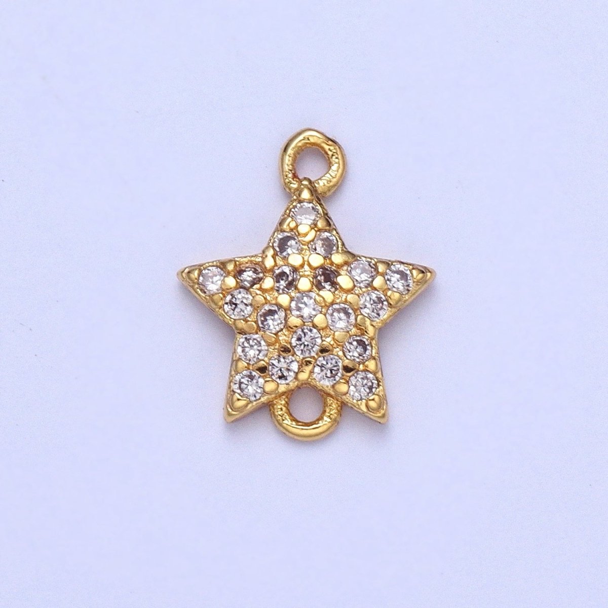 Gold Clear Micro Paved CZ Celestial Star Connector F-456 - DLUXCA