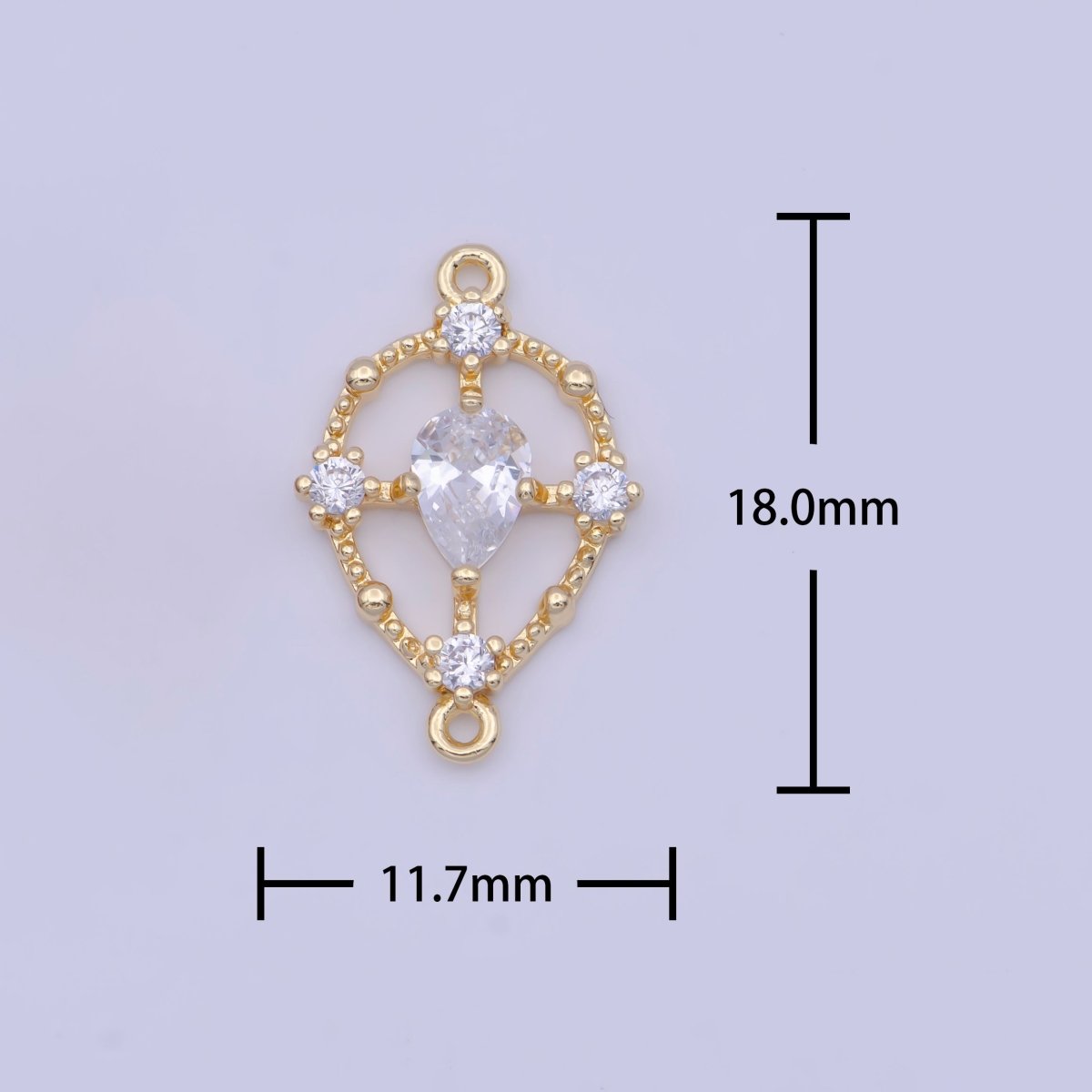 Gold Clear Teardrop CZ Beaded Geometric Link Connector Jewelry Making Supply F-192 G-564 - DLUXCA