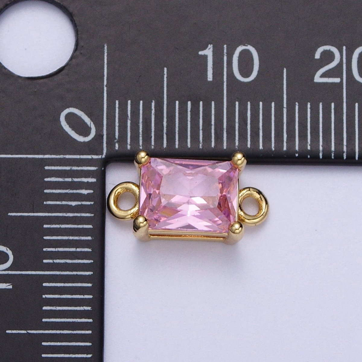 Gold Clear/Pink CZ Baguette Rectangular Cubic Zirconia Connector Jewelry Supply G-573 G-574 - DLUXCA