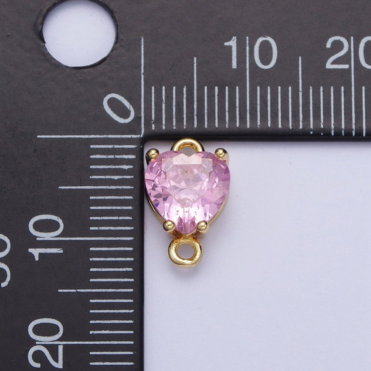 Gold Clear/Pink Link CZ Heart Love Cubic Zirconia Connector For Necklace Bracelet Jewelry Making G-579 G-580 - DLUXCA