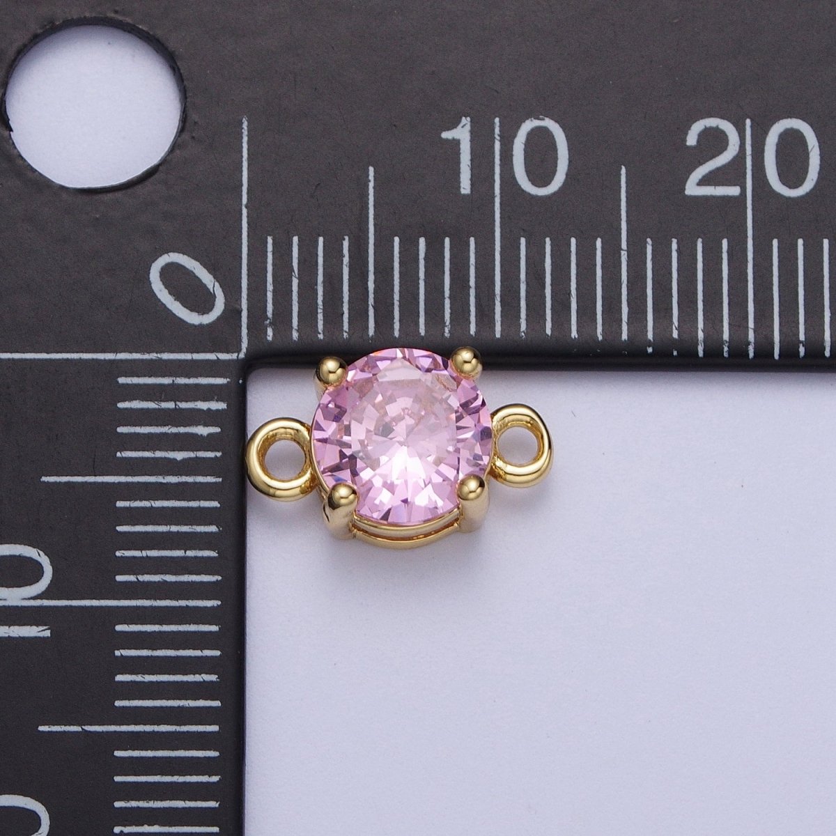 Gold Clear/Pink Link CZ Round Cubic Zirconia Connector For Necklace Bracelet Jewelry Making G-577 G-578 - DLUXCA