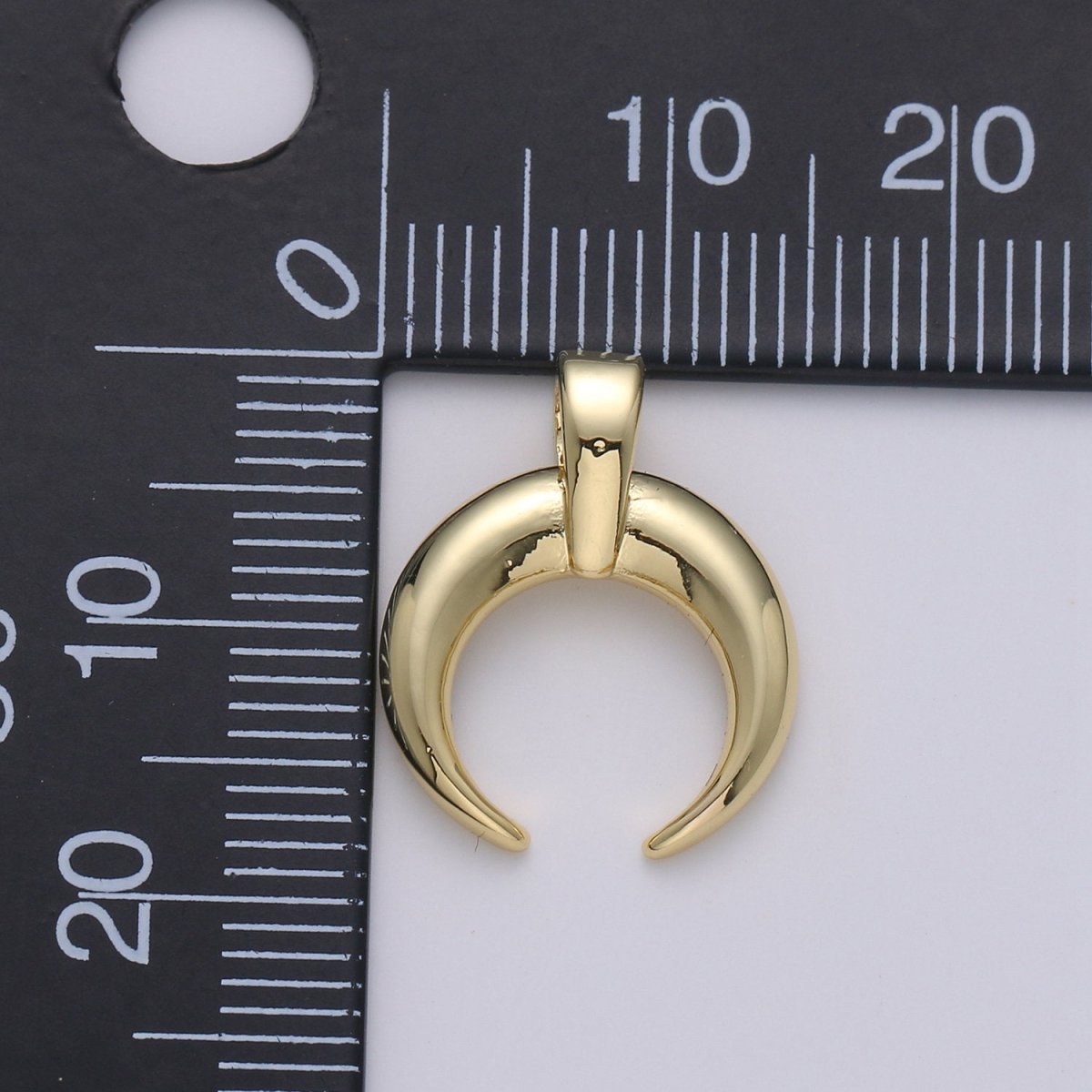 Gold Crescent Moon Horn Pendant - C shape wish moon charm, half moon, eclipse, tusk, Celestial Jewelry 14k gold Filled Charm J-015 - DLUXCA