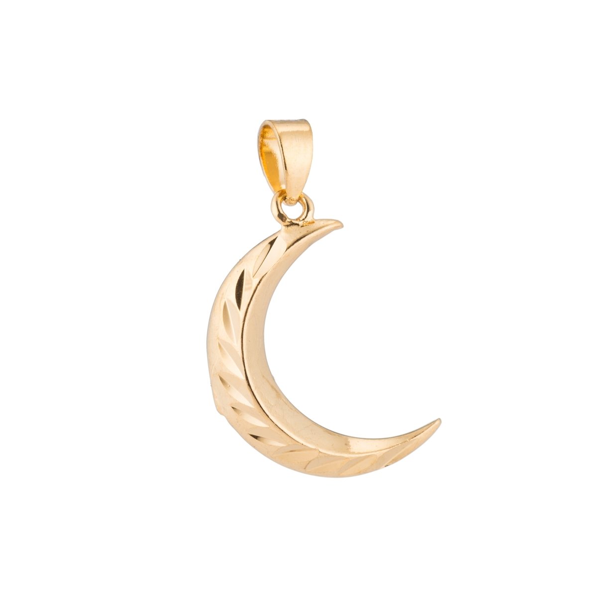 Gold Crescent Moon, Modern, Dream, Cute, Sky, Celestial, Shine, DIY Craft Necklace Pendant Charm Bead Bails Findings for Jewelry Making H-225 - DLUXCA