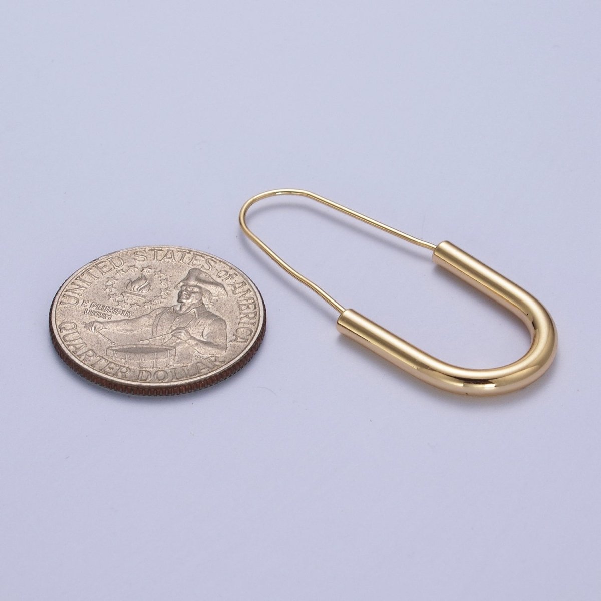 Gold Crescent U Hoop Long Hook Minimalist Earrings | Y-146 - DLUXCA