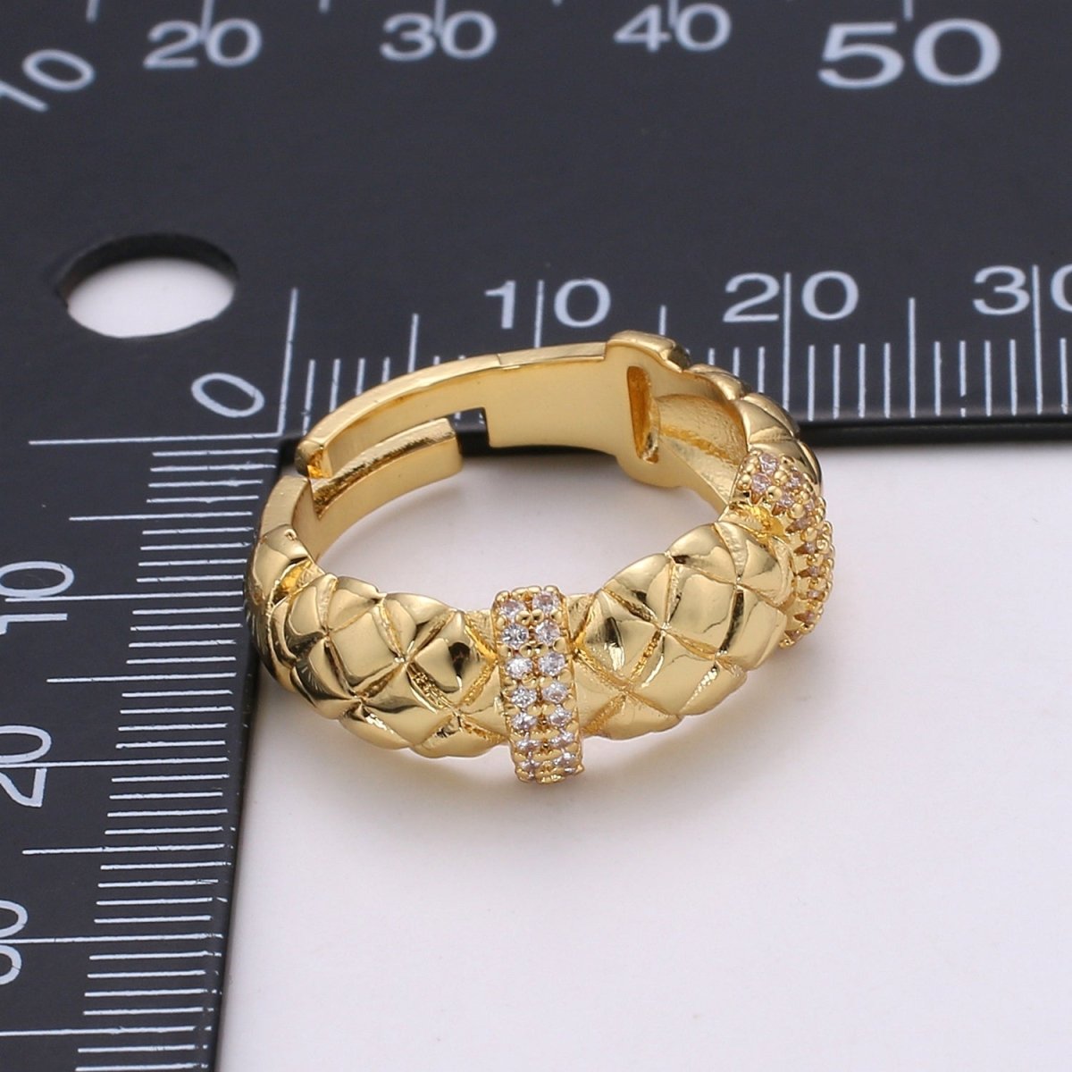 Gold Croissant Ring, Cz Twist Ring, Chunky Ring, Adjustable Ring, Statement Ring, Twisted Ring, Rope Ring Gift for Her Valentine Gift R-202 - DLUXCA