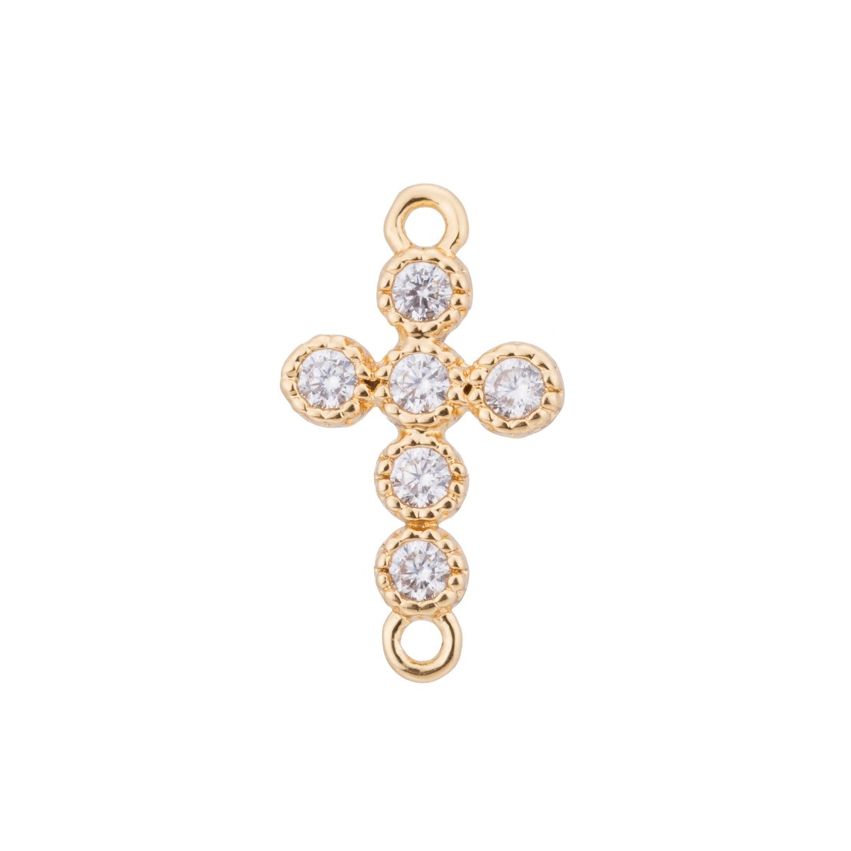 Gold Cross Charm, Mother, Wife, Family, Peace, Hope, Love, Faith, Craft Cubic Zirconia Bracelet Charm Bead Connector For Jewelry Making F-108 - DLUXCA