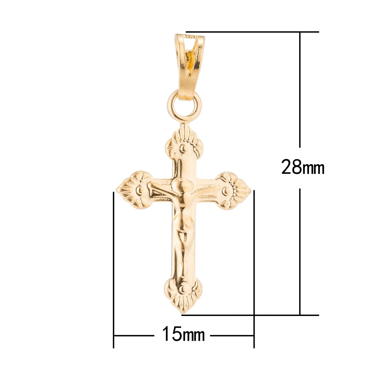 Gold Cross, Faith, Belief, Christian, Catholic, God, Divine, Prayer, Jesus Necklace Pendant Charm Bead Bails Findings for Jewelry Making H-426 - DLUXCA
