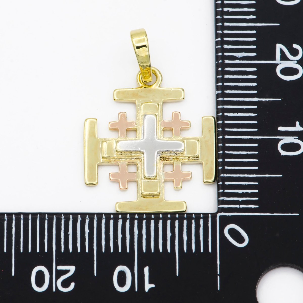 Gold Cross, Faith, Medical, Church, Peace, Religious Belief, Religion, DIY Necklace Pendant Charm Bead Bails Findings for Jewelry Making H-492 - DLUXCA