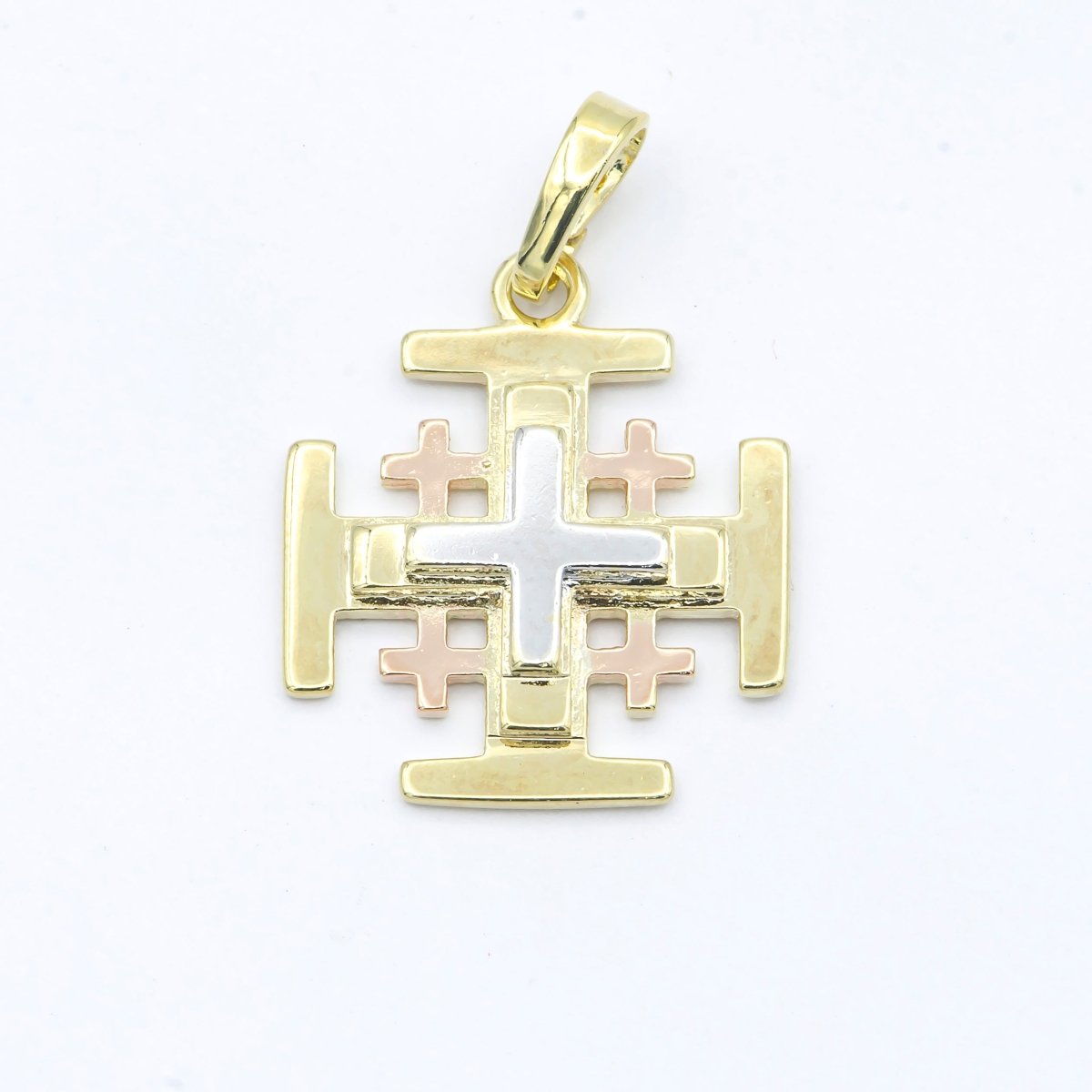 Gold Cross, Faith, Medical, Church, Peace, Religious Belief, Religion, DIY Necklace Pendant Charm Bead Bails Findings for Jewelry Making H-492 - DLUXCA