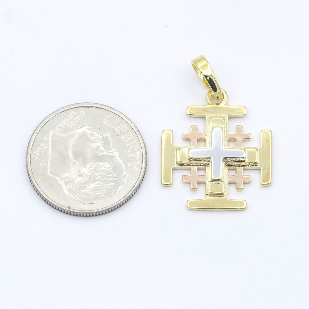 Gold Cross, Faith, Medical, Church, Peace, Religious Belief, Religion, DIY Necklace Pendant Charm Bead Bails Findings for Jewelry Making H-492 - DLUXCA