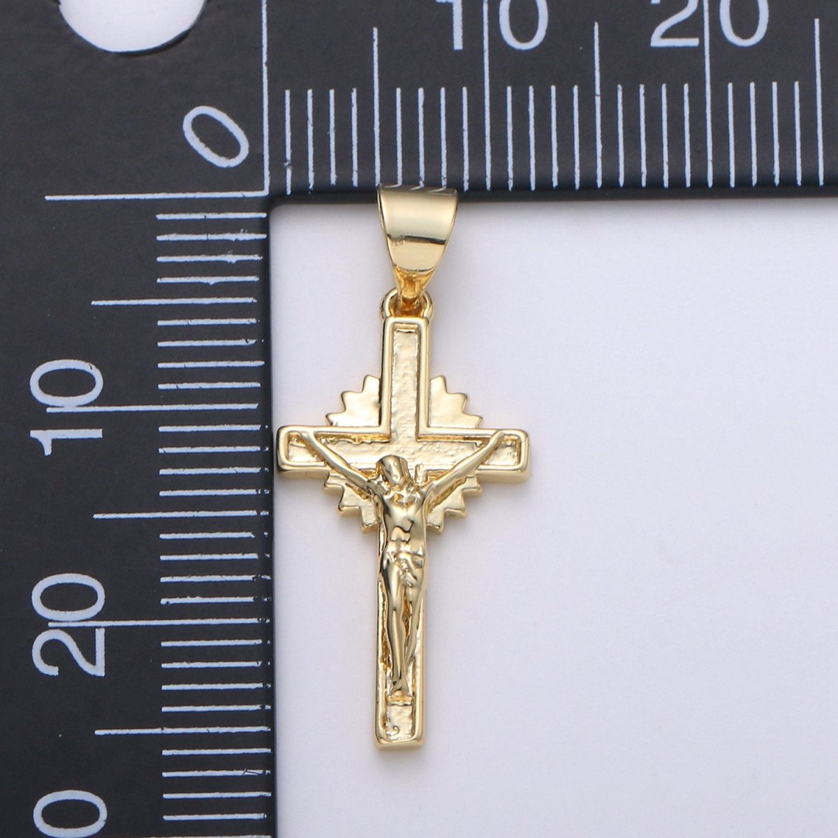 Gold Cross Pendant, crucifix cross charm Jesus Pendant Religious Necklace Pendant, 14k Gold Filled Religious Jewelry Making I-913 - DLUXCA