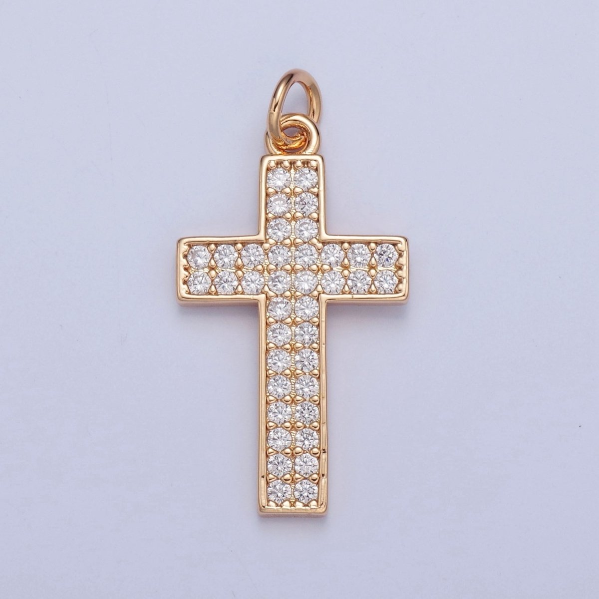 Gold Cross pendant Micro Pave Cross charm X-018 - DLUXCA