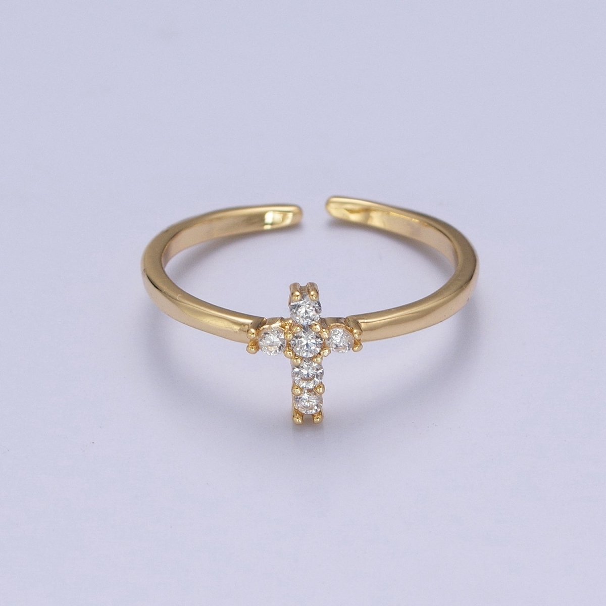 Gold Cross Ring Stacking 14K Gold Filled Ring CZ Dainty Cross Ring O-2140 - DLUXCA