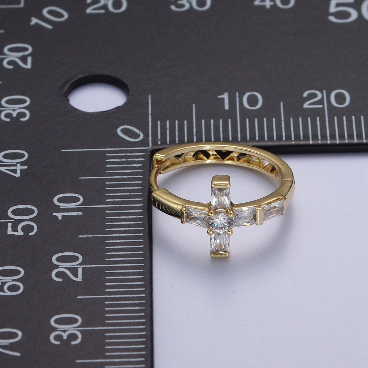 Gold Cubic Cross Huggie Earring Religious Hoop Earring Jewelry Y-049 - DLUXCA