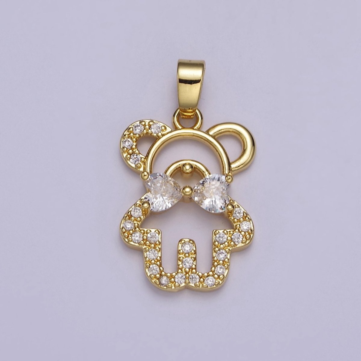 Gold Cubic Panda Bear Pendant Charm For Jewelry Necklace Making J-540 - DLUXCA