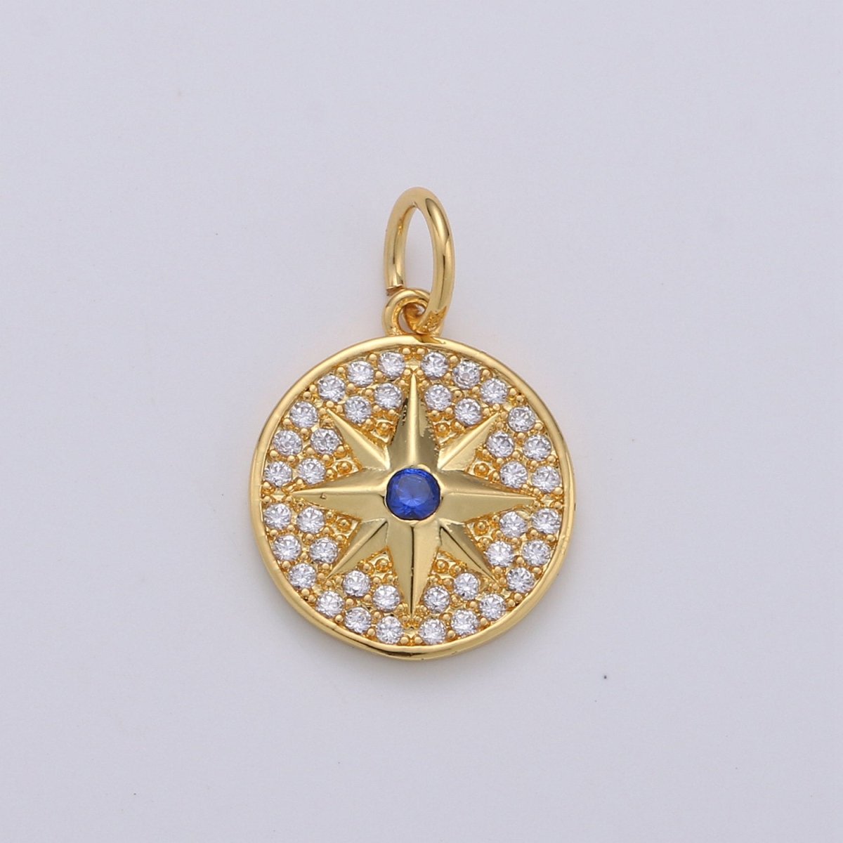 Gold cubic Star charms ,cubic North Star pendants, Coin charm, medallion charm, Celstial star pendants Real Gold Plated / Silver plated D-283 D-284 - DLUXCA