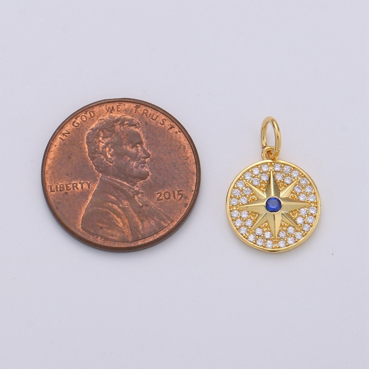 Gold cubic Star charms ,cubic North Star pendants, Coin charm, medallion charm, Celstial star pendants Real Gold Plated / Silver plated D-283 D-284 - DLUXCA