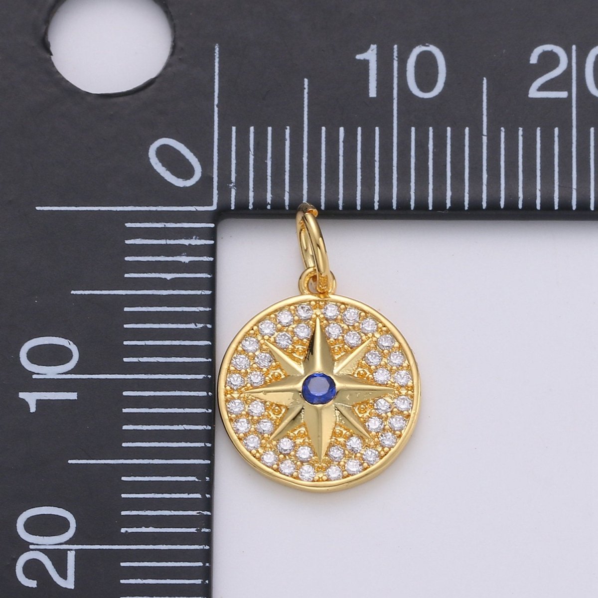 Gold cubic Star charms ,cubic North Star pendants, Coin charm, medallion charm, Celstial star pendants Real Gold Plated / Silver plated D-283 D-284 - DLUXCA