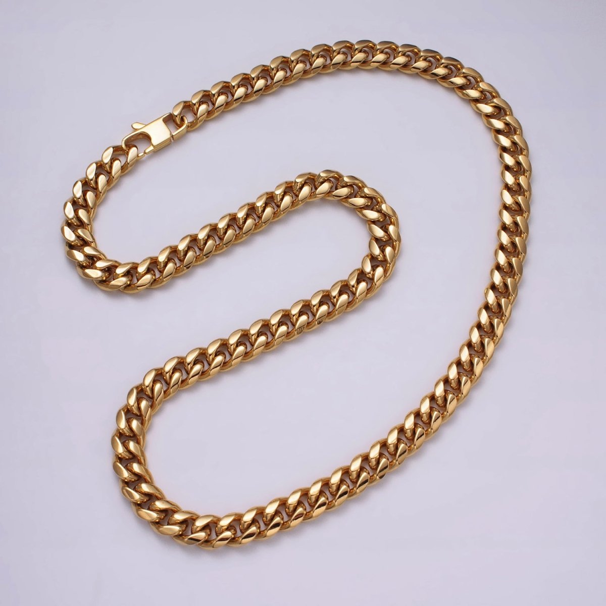 Gold Curb Chain Cuban Necklace for Men - Heavy Stainless Steel 10 12 14 mm Thickness 24.5 inch long WA-1726 WA-1727 WA-1728 Clearance Pricing - DLUXCA