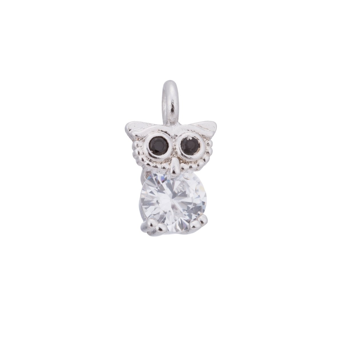 Gold Cute Night Owl, Bird, Animal Kingdom, Graduation DIY Craft Cubic Zirconia Bracelet Charm Bead Findings Pendant For Jewelry Making, C-185 - DLUXCA