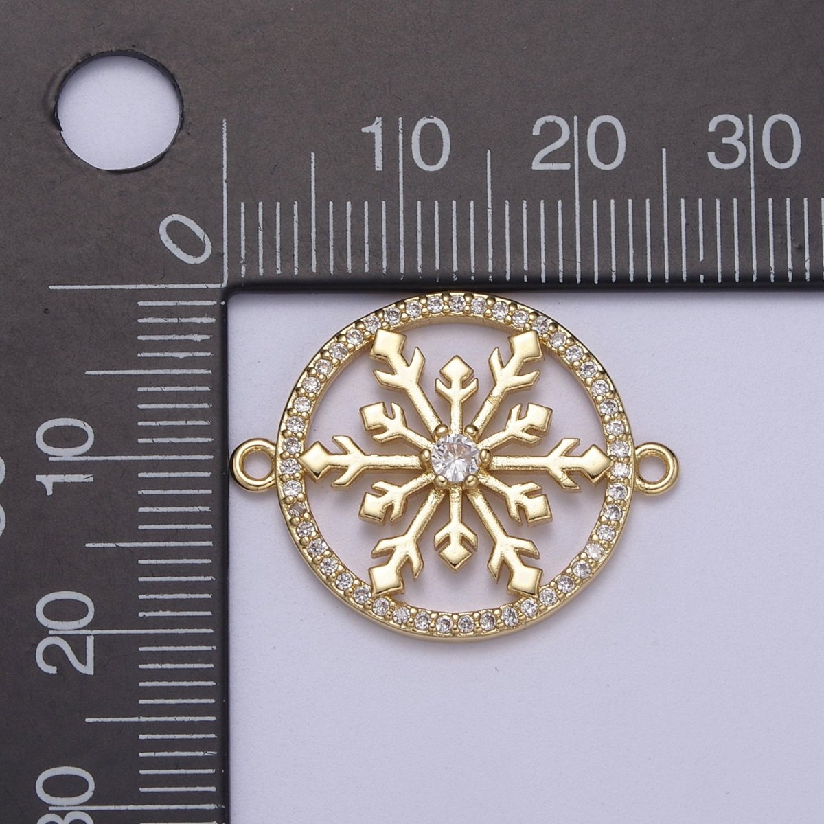 Gold CZ Pave Snowflake Charm Cubic Zirconia Snow flake Link Connector for Bracelet DIY Jewelry Finding Supplies F-146 - DLUXCA