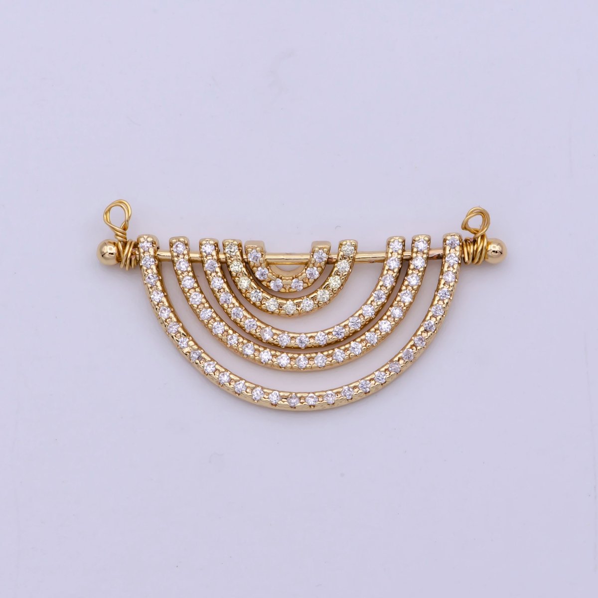 Gold Cz Rainbow Shape Charm for Necklace Pendant Double Bail Dual Loop Charm Connector for Jewelry Making Supply N-065 N-066 - DLUXCA