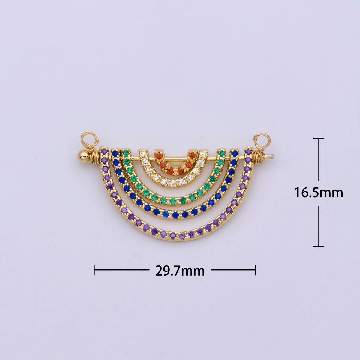 Gold Cz Rainbow Shape Charm for Necklace Pendant Double Bail Dual Loop Charm Connector for Jewelry Making Supply N-065 N-066 - DLUXCA