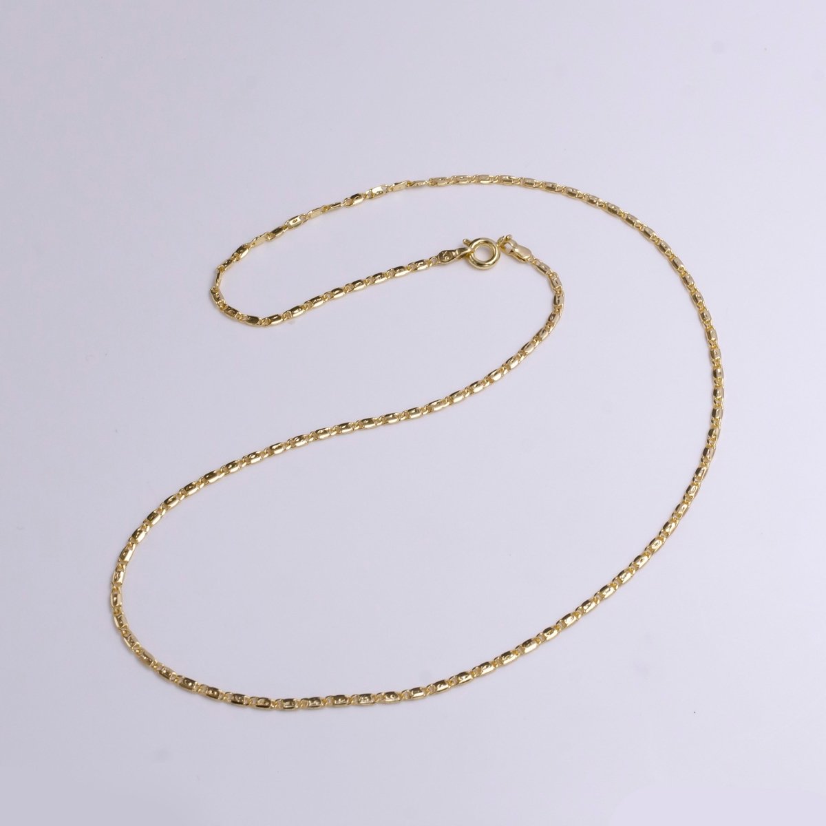 Gold Dainty 1.8mm Unique Dented Link Scroll 18 Inch Layering Chain Necklace | WA-1909 Clearance Pricing - DLUXCA