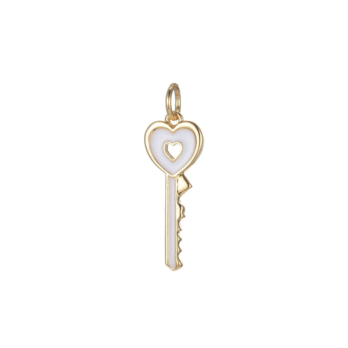 Gold Dainty Heart Key Charm Colorful Enamel Lock Pendant E-823-E-832 - DLUXCA