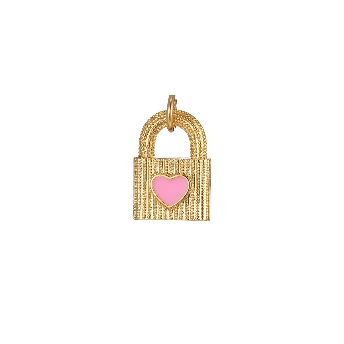 Gold Dainty Heart Padlock Charm Colorful Enamel Lock Charm for Necklace Bracelet Jewelry Making Black Blue Fuschia Green Yellow Pink M-255-M-265 - DLUXCA