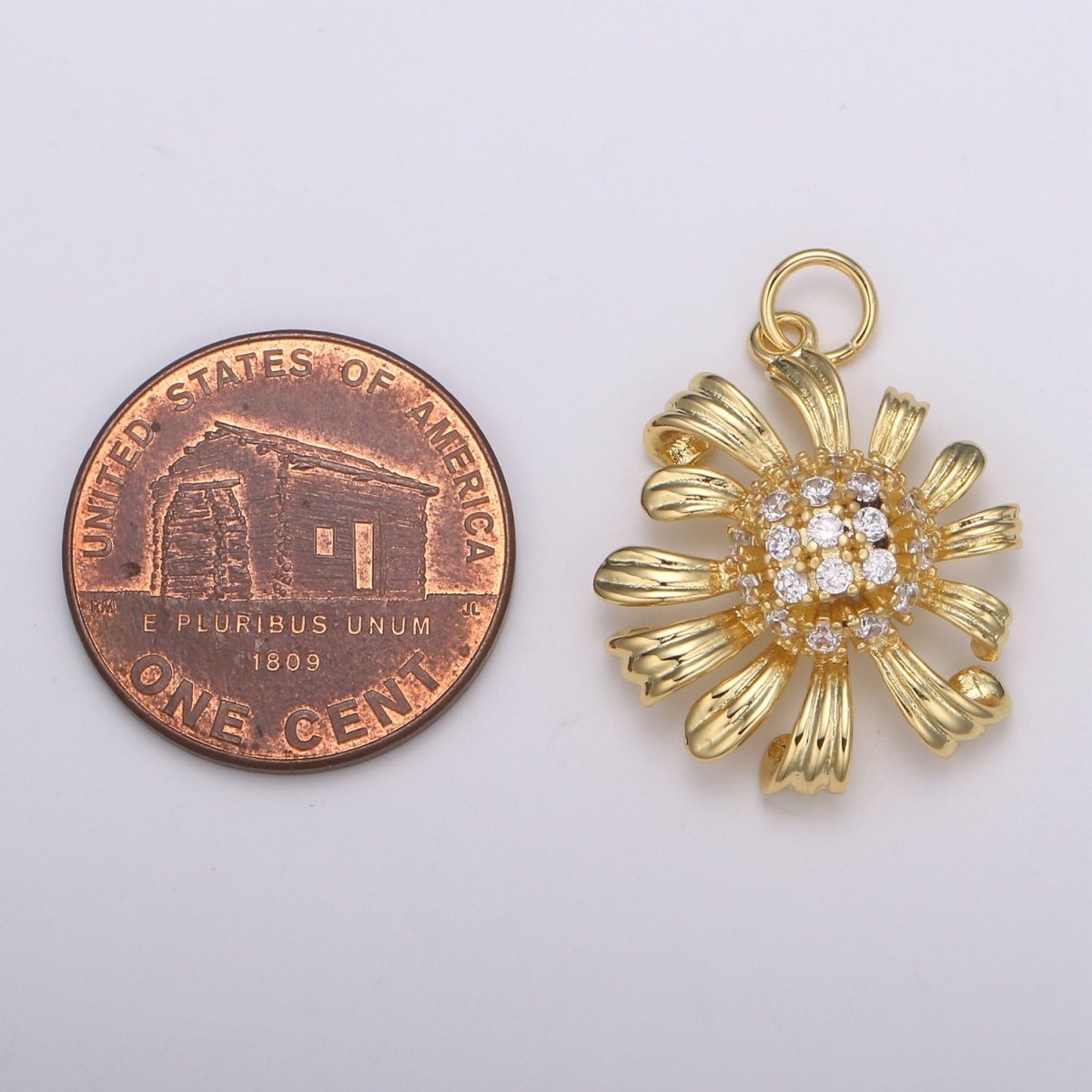 Gold Daisy,JasmineCharm 25.5x18mm - Mini Flower Charm Dainty Sun Flower Charm Snow flake for bracelet earring necklace supply E-196 - DLUXCA