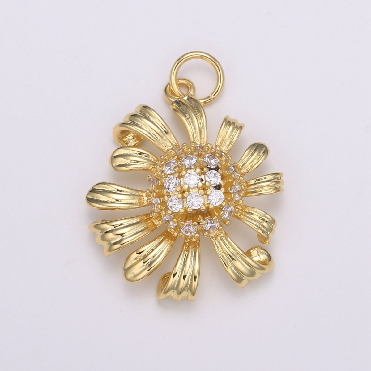 Gold Daisy,JasmineCharm 25.5x18mm - Mini Flower Charm Dainty Sun Flower Charm Snow flake for bracelet earring necklace supply E-196 - DLUXCA