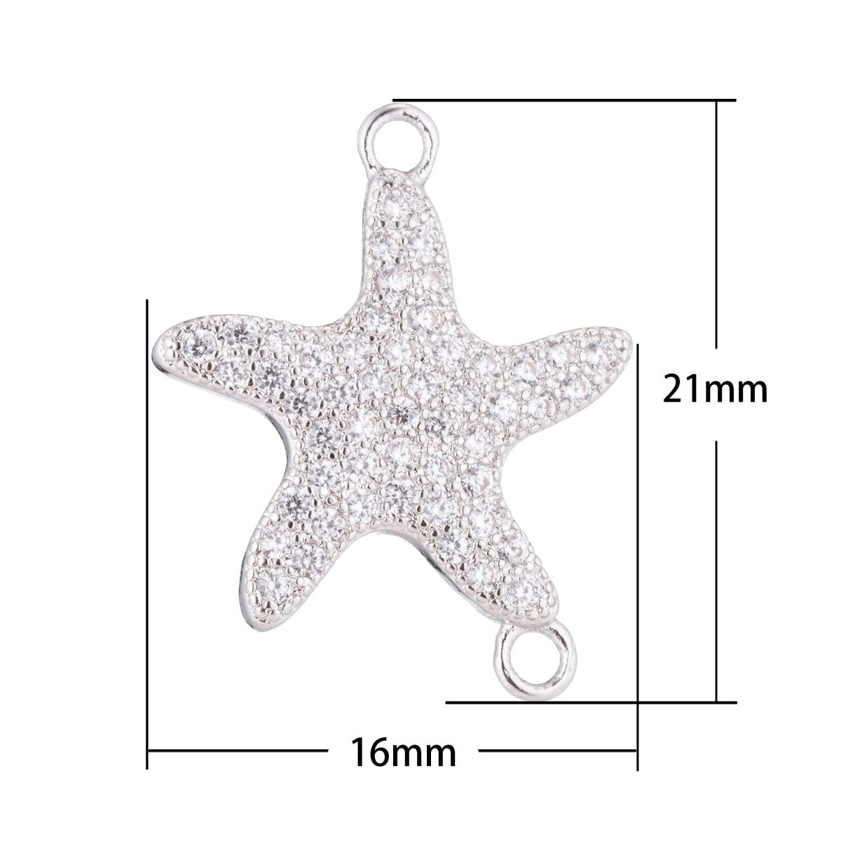 Gold Dancing Star Fish, Celestial, Starry Night Sky, Cubic Zirconia Bracelet Charm, Necklace Pendant, Findings for Jewelry Making, F-138 - DLUXCA
