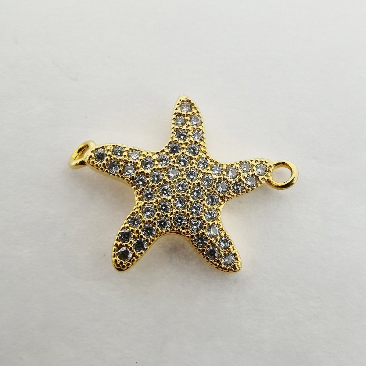 Gold Dancing Star Fish, Celestial, Starry Night Sky, Cubic Zirconia Bracelet Charm, Necklace Pendant, Findings for Jewelry Making, F-138 - DLUXCA