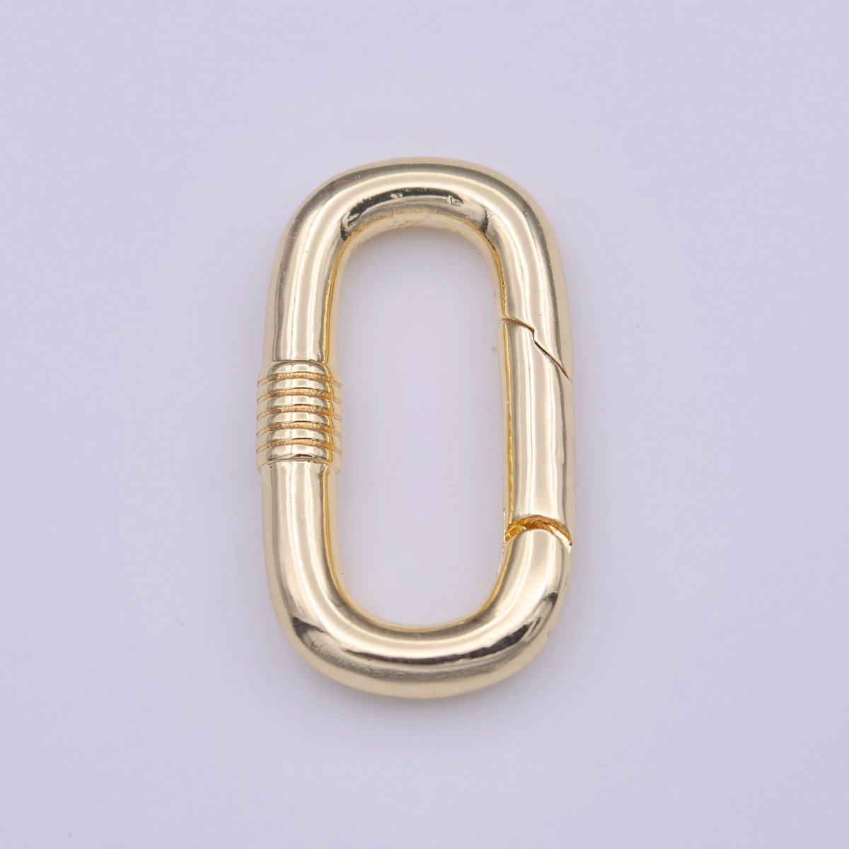 Gold Drill Textured 24.5mm Oval Oblong PUSH Spring Gate Ring Jewelry Supply | K-216 - DLUXCA